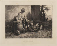 KG 14227
<br/>
Kinderen voeren de kippen
<br/>
<em>Jacques, Charles (1813 - 1894)</em>